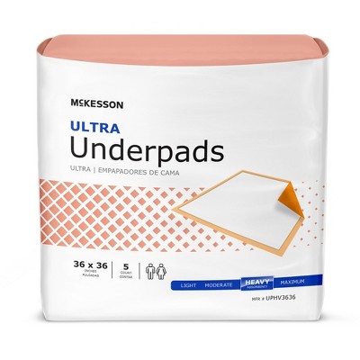 McKesson Ultra Underpads, Heavy Absorbency, 36 in x 36 in
