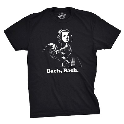 Mens Bach Bach T Shirt Funny Classical Composer Chicken Tee - Crazy Dog Men's T Shirt For Music Lovers