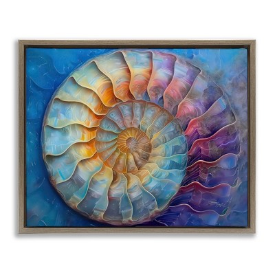 Stupell Industries Maritime Nautilus Spiral Black Framed Floater Canvas Wall Art