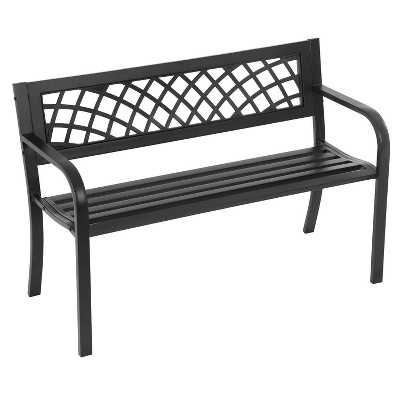 BestMassage Garden Bench 45 Inch Outdoor Bench with Comfortable Plastic Backrest and Armrests, Black