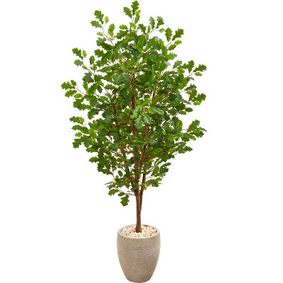 Nearly Natural 69-in Oak Artificial Tree in Sand Colored Planter