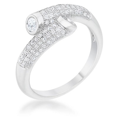 Slickblue Stylish 0.62ct Cubic Zirconia Rhodium-Plated Wrap Ring for Women, Pave Setting, Contemporary Design, Size 5-10