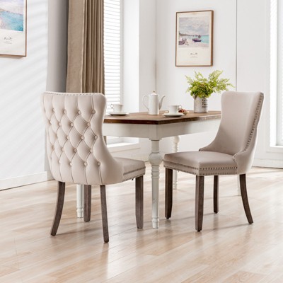 TIRAMISUBEST 2-Pcs Velvet Upholstered Wing-Back Dining Chairs with Button Tufted Back, Armless Kitchen Chairs