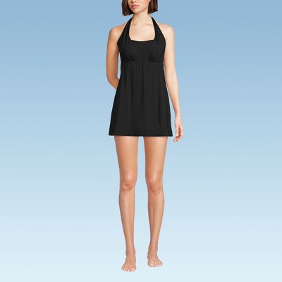 Lands' End Women's Square Neck Halter Swim Dress One Piece Swimsuit