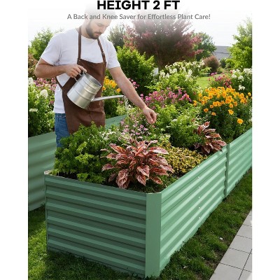 8x4x2ft Galvanized Metal Raised Garden Bed Outdoor, Deep Square Planter Box for Vegetables, Flowers, Herbs, and Succulents, 269 Gallon Capacity
