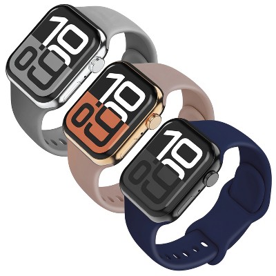 Vena 3 Pack For Apple Watch Band Series 10 42mm, Apple Watch Band Series 7 41mm Band Series 9 Series 8, Silicone Sport Strap For iWatch 40mm