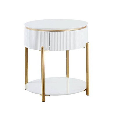 Acme Furniture Daveigh Accent Table White/Gold Finish