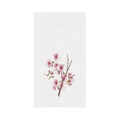 C&F Home Cherry Blossom Pink Floral Waffle Weave Dishtowel