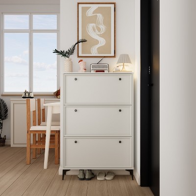 MAYEERTY Shoe Racks with 3 Flip Drawera Entrance Shoe Cabinet Hidden Shoe Cabinet with Independent Legs
