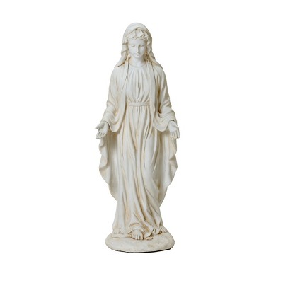 LuxenHome 30.5" LuxenHome Virgin Mary Statue, 30.5'' Ivory Religious Blessed Mother Indoor Outdoor Garden Sculptures Off-White