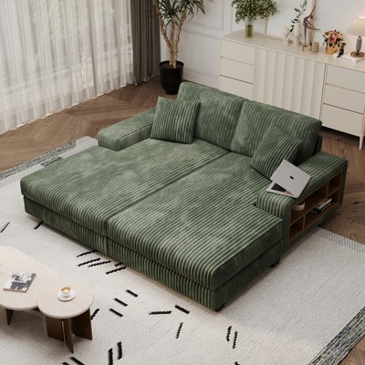 Whisen Convertible Corduroy Sleeper Sofa