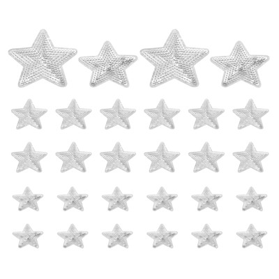 Unique Bargains DIY Embroidery Sequin Glitter Star Shape Iron on Patches 28 Pcs