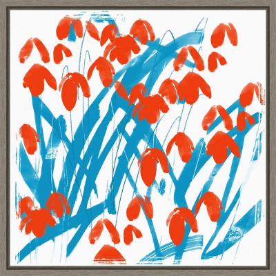 Amanti Art Red Snowdrops by Jenny Frean Canvas Wall Art Print Framed 22 x 22-in.