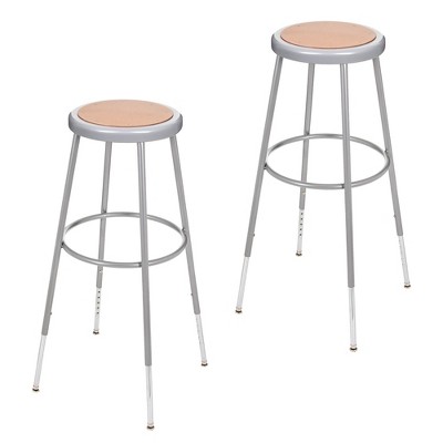 2pk 32"-39" Adjustable Heavy Duty Steel Stool Gray - Hampden Furnishings