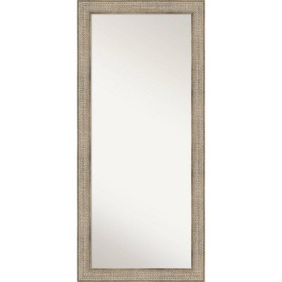 Amanti Art 30"x66" Non-Beveled Trellis Silver Wood Full Length Floor Leaner Mirror : Includes Wall Mount Hardware