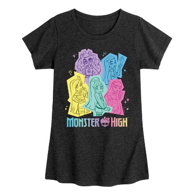 Girls' - Mattel - Cleo Lagoona Draculaura Clawdeen Frankie Pastel Group Fitted Short Sleeve Graphic T-Shirt