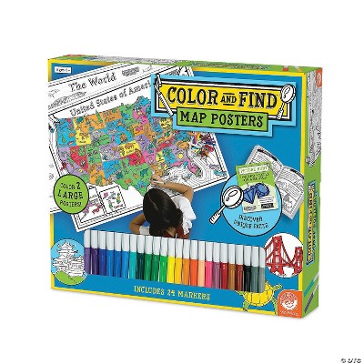 Color & Find Map Posters: USA and World