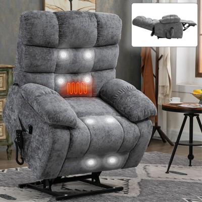 PAGED Power Lift Recliner Chair, Massage Chair with Lumbar Heating and Side Pocket, Leather Accent Chair for Bedroom, Living Room Furniture