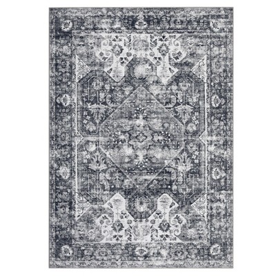 Washable Vintage Printed Rug Non Slip Low Pile Rug Soft Throw Floor Cover Foldable Indoor Carpet for Living Room Bedroom Playroom Nursery