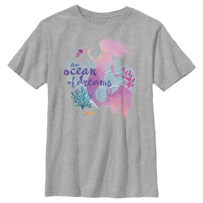 Boy's The Little Mermaid Ariel Silhouette An Ocean of Dreams T-Shirt