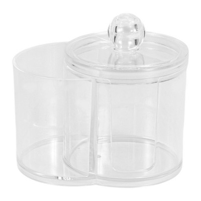 Unique Bargains Plastic Cover Acrylic Cotton Swab Holder Bathroom Transparent 1 Pc