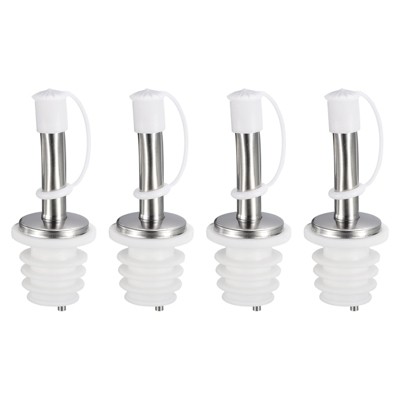 Unique Bargains Bar Supplies Oil Vinegar Dispenser Wine Stainless Steel Bottle Pourers 4 Pcs