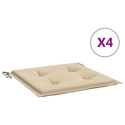 vidaXL Outdoor Garden Chair Cushions- Set of 4, Beige, Oxford Fabric, 19.7"x19.7"x1.2", Foam Fiber Filling, with Ropes