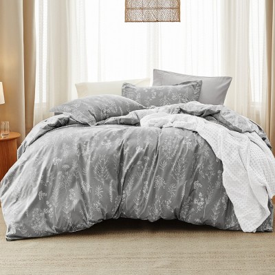 Bedsure Comforter Set, 3-Piece Soft Reversible Floral Bedding, Lightweight Botanical Bed Set for All Seasons