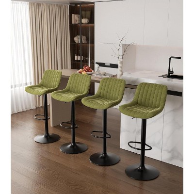 UNISOAR Modern Swivel Bar Stools Set of 4,  Counter Height Bar Stools with Adjustable Height for Bar, Green