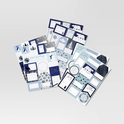 70ct Christmas Festive Frost Peel and Stick Gift Tags Blue/Silver/White - Wondershop™