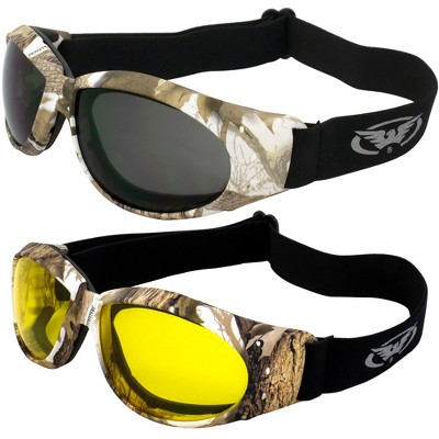 2 Pairs of Global Vision Eyewear Eliminator Safety Motorcycle Goggles with Yellow, Smoke Lenses