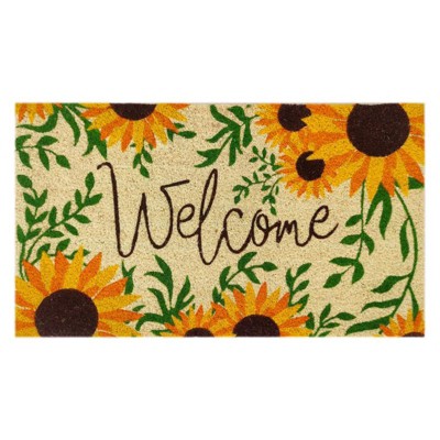 First Concept Door Mat, 30 in. L X 18 in. W Welcome Sunflowers Coir, Multicolored