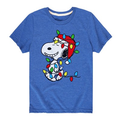 Boys' - Peanuts - Snoopy and Woodstock Christmas Skating Short Sleeve Graphic T-Shirt