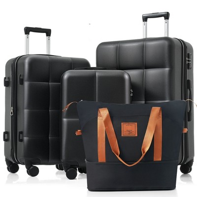 Dexmalle Luggage Sets 4 Piece, ABS Durable Suitcase with Travel Bag