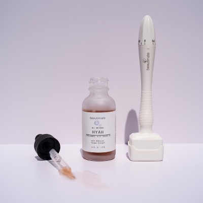 Beautimate Adjustable Derma Stamp and 2% Hyaluronic Acid Serum Bundle – Targeted Microneedling and Deep Hydration for Smoother, Firmer Skin