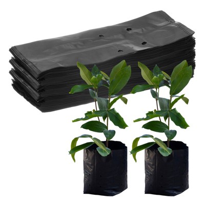 Unique Bargains Thicken Plastic Gardening Seed Plant Bags Nursery Growing Bags Black 200 Pcs