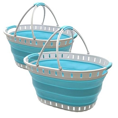 SAMMART Set of 2-25L Collapsible Plastic Laundry Basket