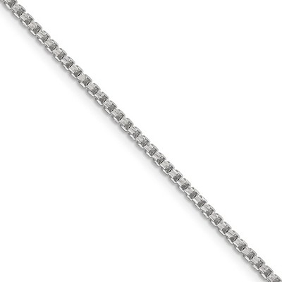 Black Bow Jewelry 2mm Sterling Silver Diamond Cut Solid Round Box Chain Necklace