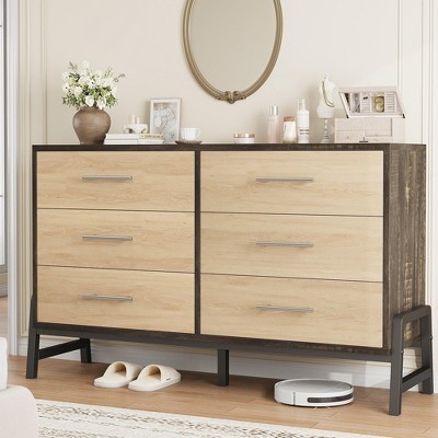Freestanding 52" Wooden Dresser with Wide Drawer and Storage Closet, Vertical Storage Chest for Living Room, Bedroom, Entryway