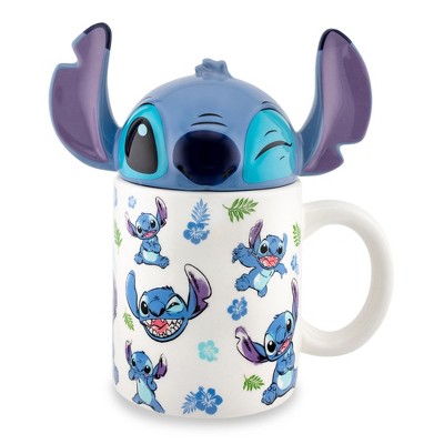 Silver Buffalo Disney Lilo & Stitch Ceramic Mug With Sculpted Topper | Holds 18 Ounces