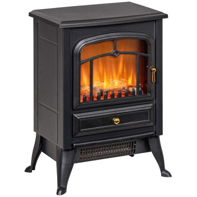 HOMCOM Electric Fireplace Heater, Fireplace Stove with Realistic LED Flames and Logs, and Overheating Protection, 750W/1500W