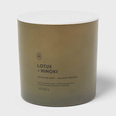3 Wick Glass Lotus and Hinoki Jar Candle 24oz - Threshold™