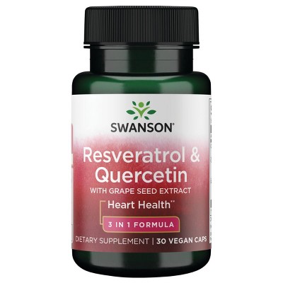 Swanson Resveratrol & Quercetin with Grape Seed Extract - 3 in 1 Formula 30 Veg Capsules
