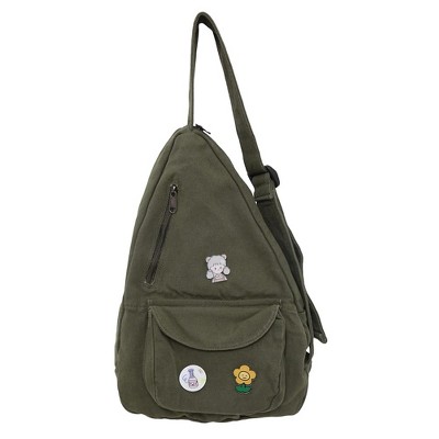 Bag for Women Crossbody Backpack Shoulder Chest Bag Daypack Small Green Travel Canvas Casual Hiking Outdoor