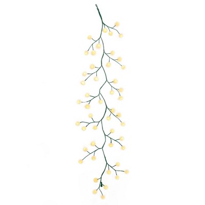Kurt Adler 6-Foot Green Garland with 48 Warm White LED Lights and White Ball