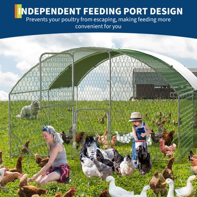 Metal Chicken Coop, Large Chicken Run with Double Door and Upgrade Tri-Supporting,  Chicken Runs for Yard with Cover, Outdoor Poultry Pen