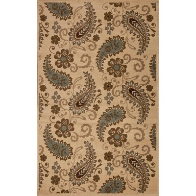 Modern Vintage Floral Power-Loomed Living Room Bedroom Entryway Indoor Area Rug or Runner by Blue Nile Mills