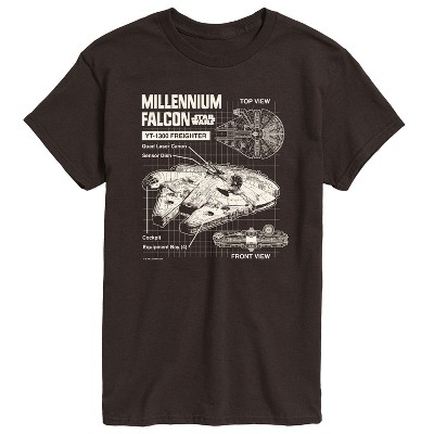 Men's - Star Wars - Millennium Falcon Schematic Men's Short Sleeve Tee Short Sleeve Graphic T-Shirt