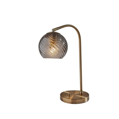 Adesso Camden Desk Lamp Antique Brass: ETL Listed, Glass Shade, Metal Body, No Assembly Required