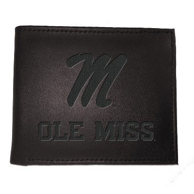 Evergreen NCAA Ole Miss Rebels Black Leather Bifold Wallet Officially Licensed with Gift Box